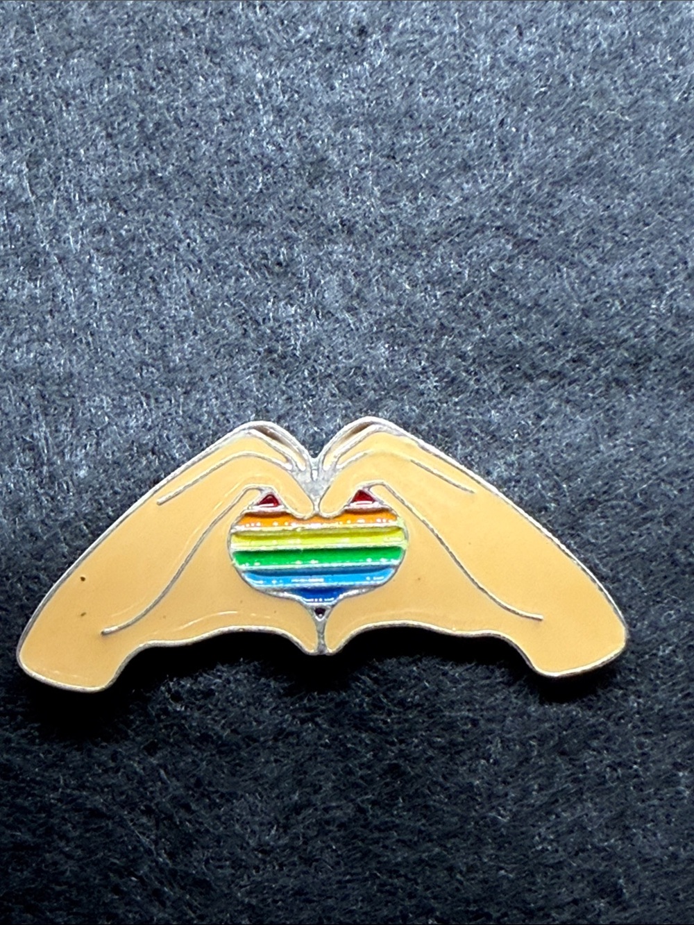 Unisex Contemporary Enameled Hand Hearts LGBTQIA+ Pride Pin Brooch - Picture 2 of 3